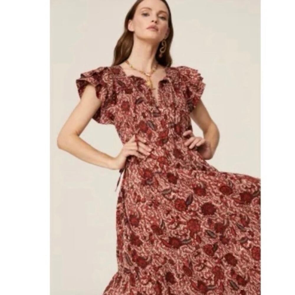 Ulla Johnson “Zuma” Dress – Red Floral Silk Blend Midi